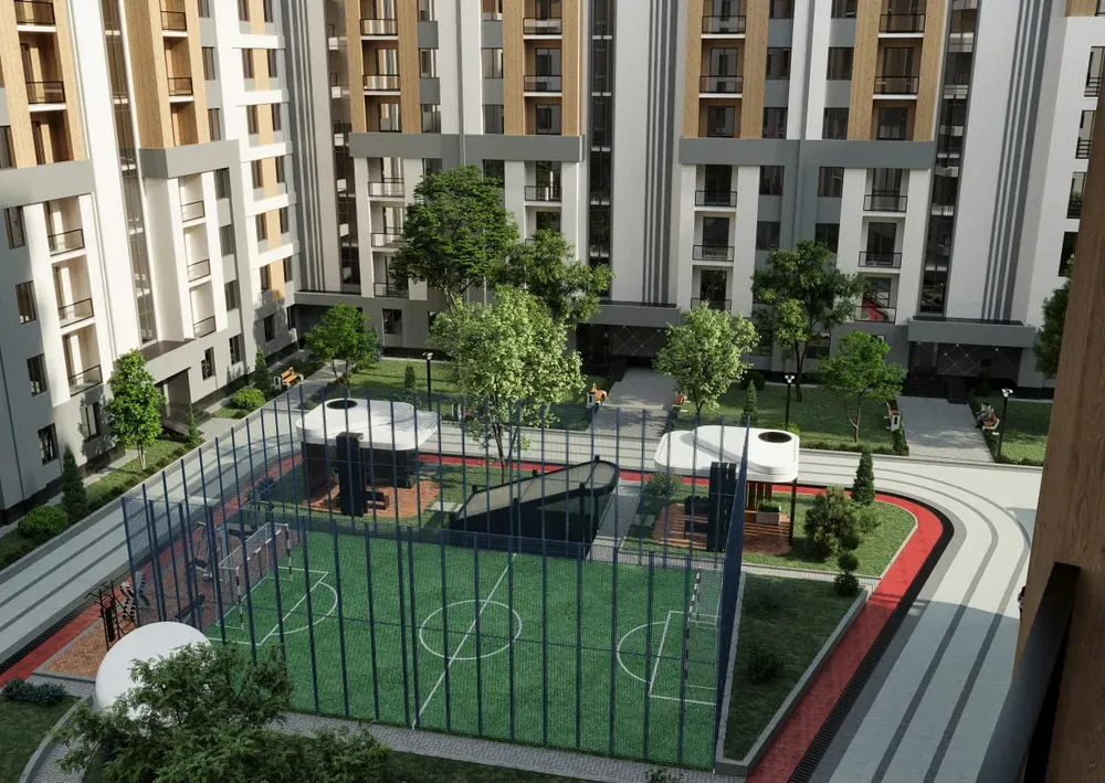 Внутренний двор AMAN Residence со спортплощадкой